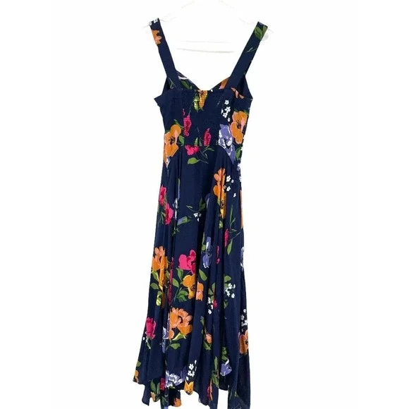 Anthropologie Maeve Vivienne blue Maxi Dress Size 2 Floral Smocked Back - Picture 6 of 12